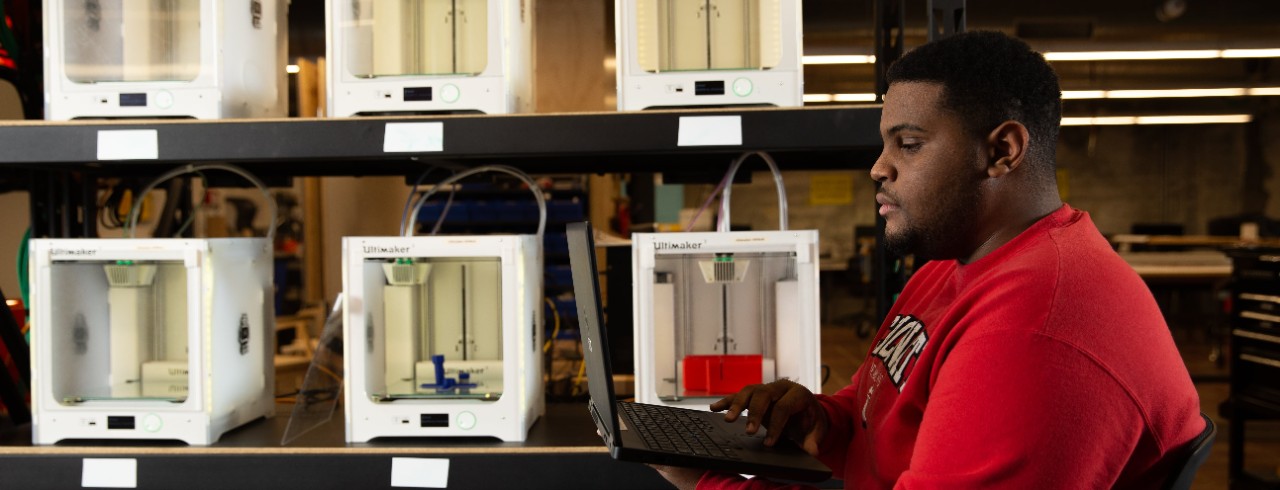 Student working on a laptop