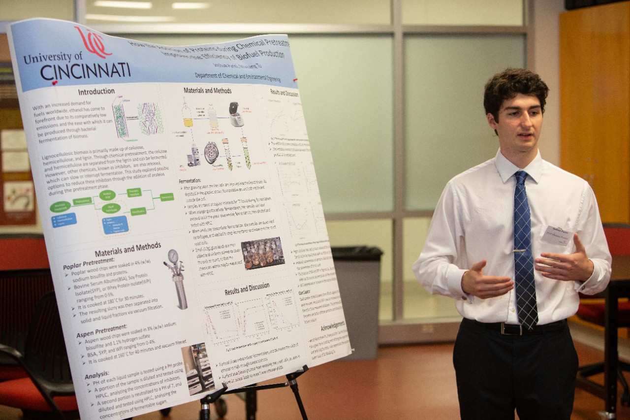 Summer Protégé Engineering students showcase their work at a poster session.