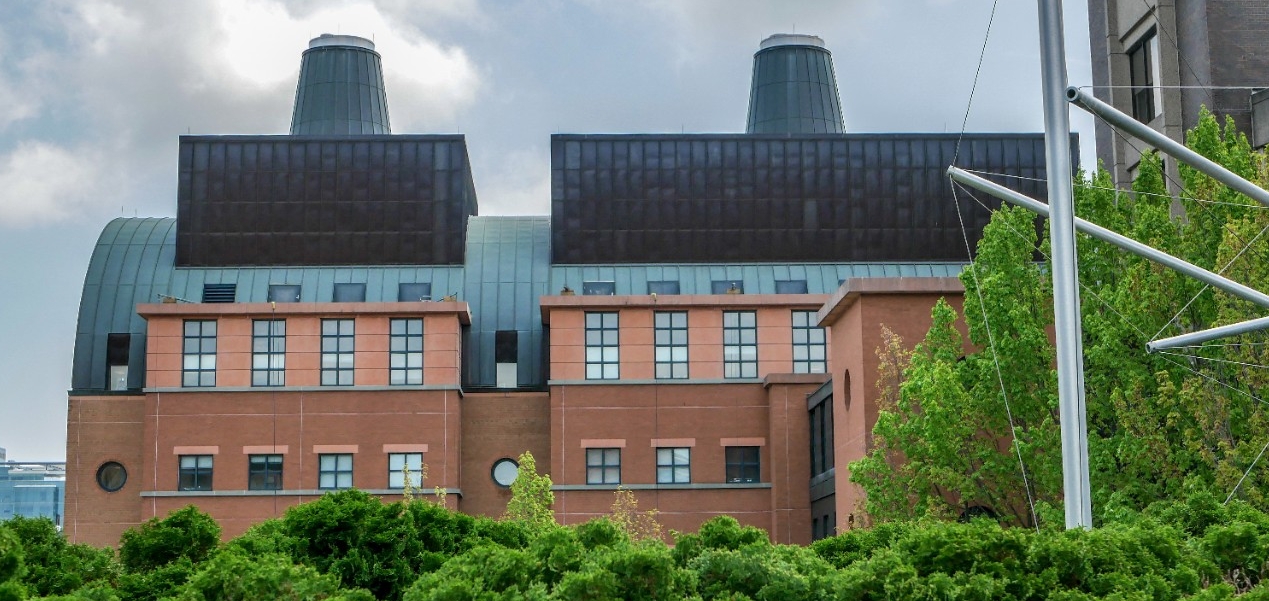 Engineering Research Center in the afternoon among the trees