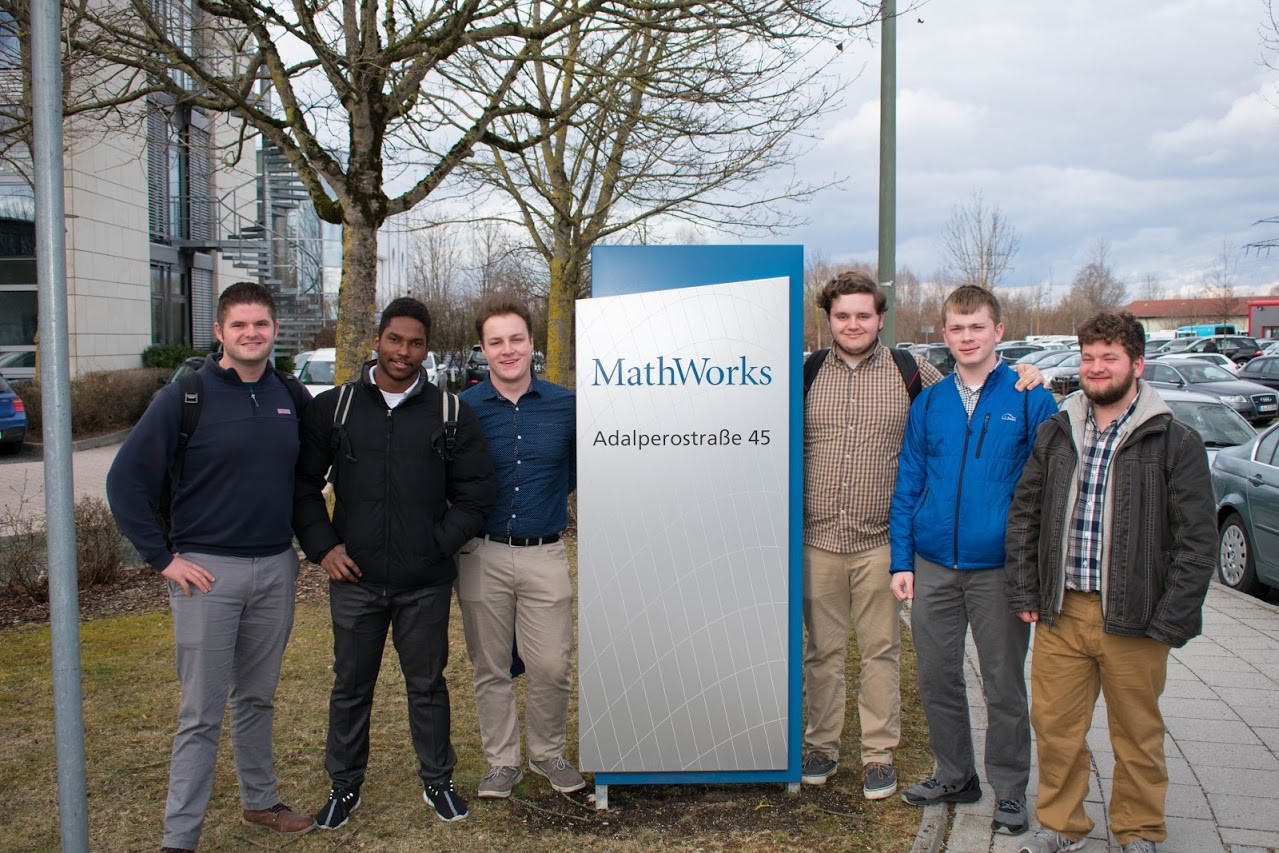 Students standing in front of MathWorks