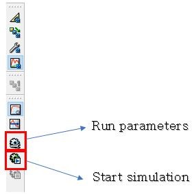 Figure 25: Run parameters and Start simulation icon
