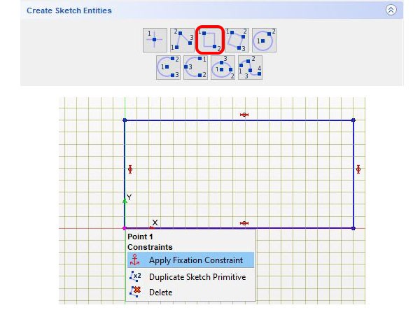 Diagram of Draw a rectangle in the sketch