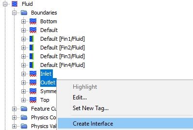 Create interface between the inlet and outlet