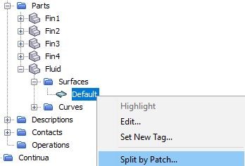 Use split by patch to separate the surface