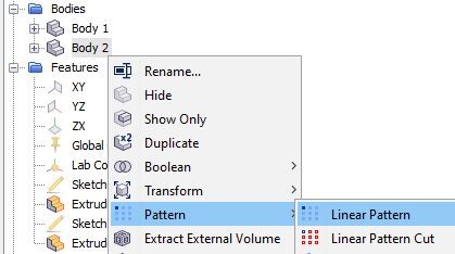 Create a linear pattern for a feature