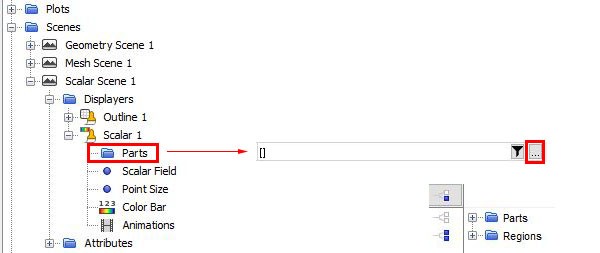 Assign the parts to show in the scalar scene