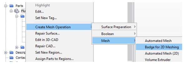 Badge for 2D meshing